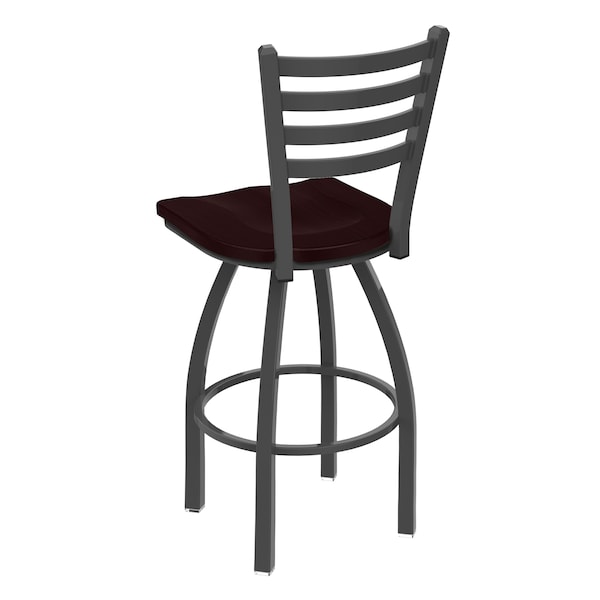 36 Swivel Bar Stool,Pewter Finish,Dark Cherry Oak Seat